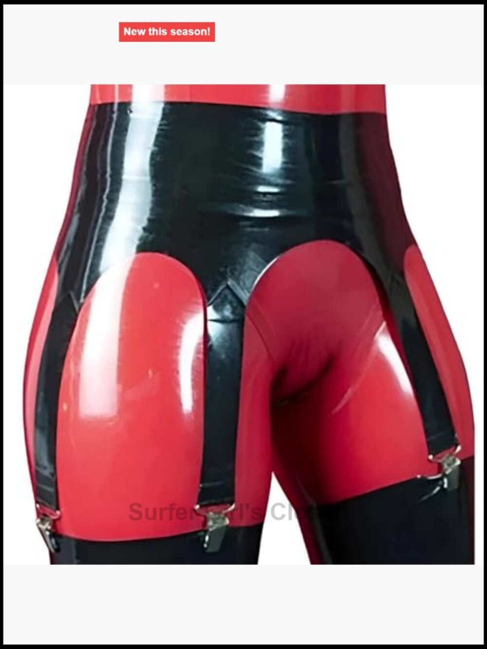 Latex Garter Belt with 6 Straps, High Waist, Handmade, Clubwear - Picture 5 of 6